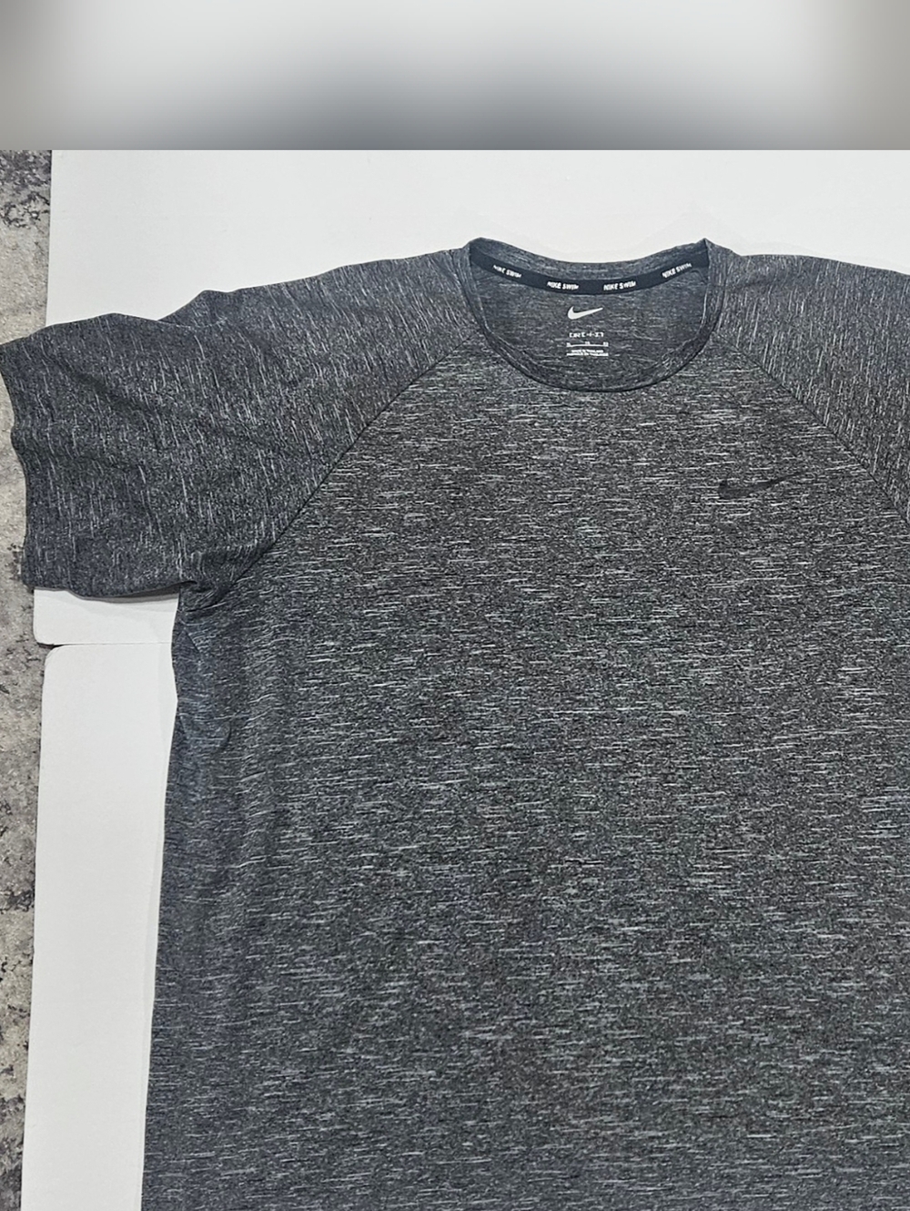 Nike Swim Men’s Charcoal Heather Dri-FIT Short Sleeve Tee, XL